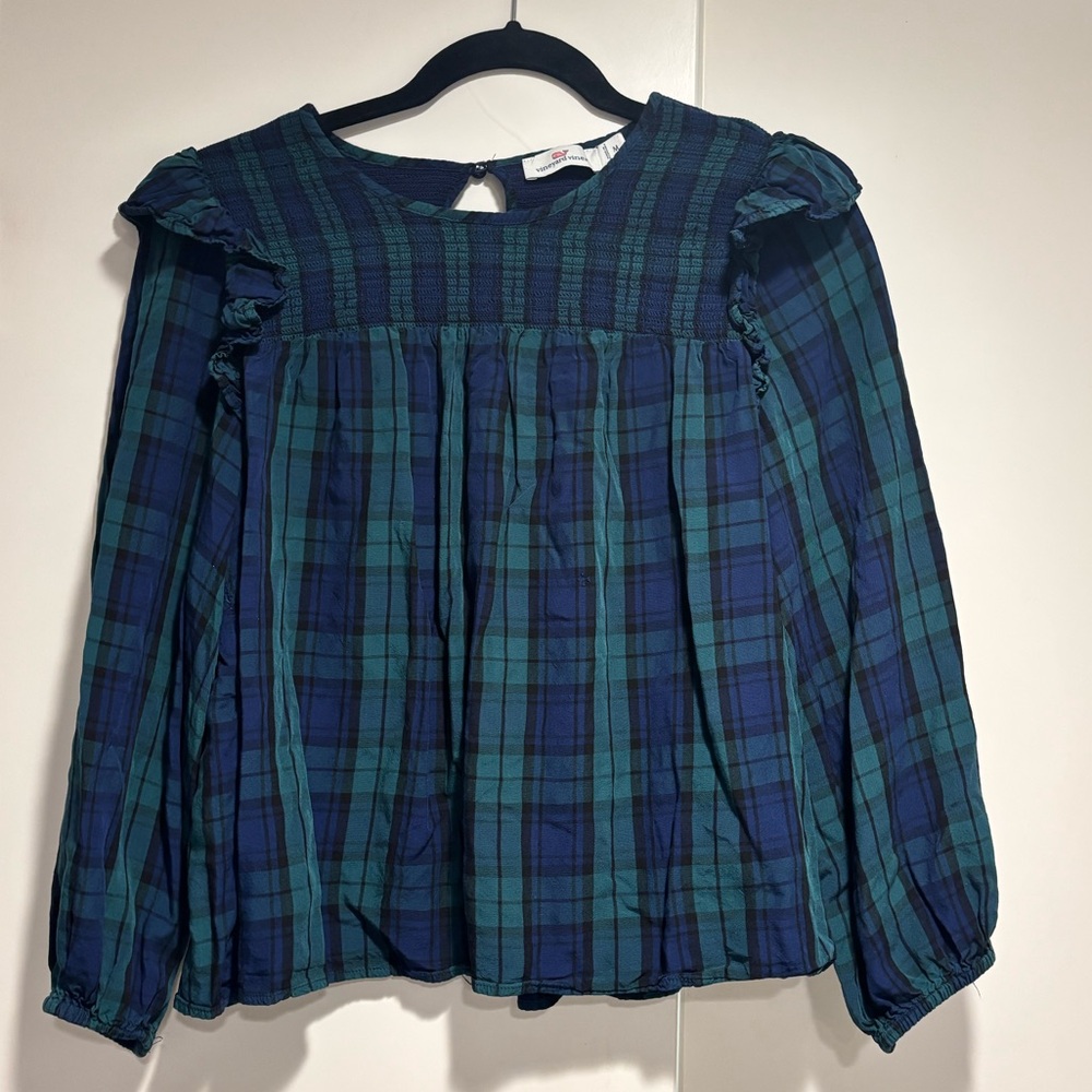 Vineyard Vines Plaid Long Sleeve Blouse